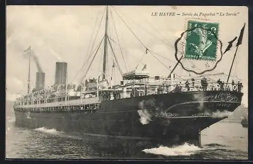 AK Le Havre, Passagierschiff La Savoie verlässt den Hafen