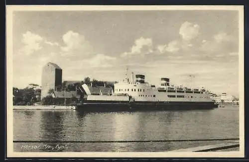 AK Korsør, Passagierschiff MF Fyn vor der Stadt