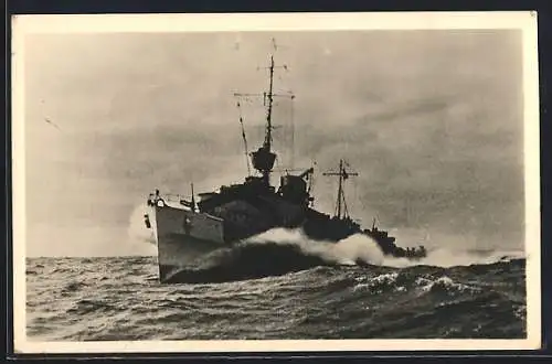 AK Torpedoboot in hoher Fahrt, leichtes Schiff der Kriegsmarine