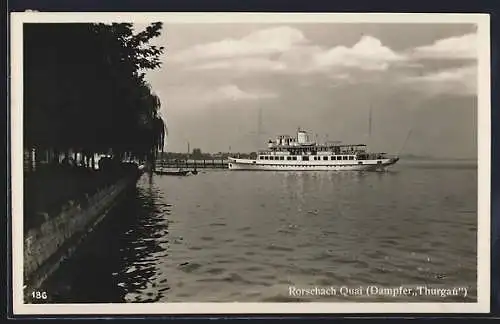 AK Rorschach, Dampfer Thurgau am Quai