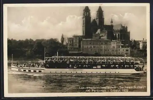 AK Elbe-Dampfer Sachsen-Anhalt in Fahrt, Reederei Gustav Stahlberg