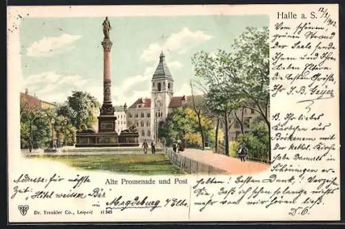 AK Halle a. S., Alte Promenade und Post