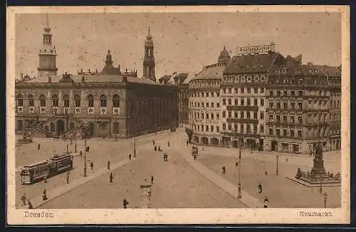 AK Dresden, Neumarkt mit Strassenbahn