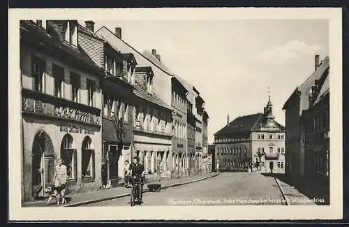AK Geithain, Oberstadt, Handwerkerhaus mit Wappenfries