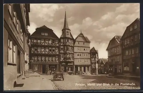 AK Fritzlar, Markt und Poststrasse