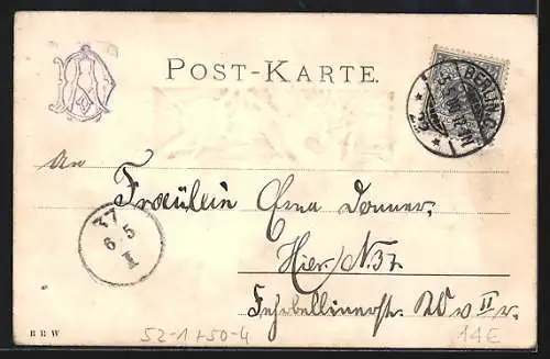 Präge-AK Frosch spielt Lautengitarre, vermenschlichte Tiere