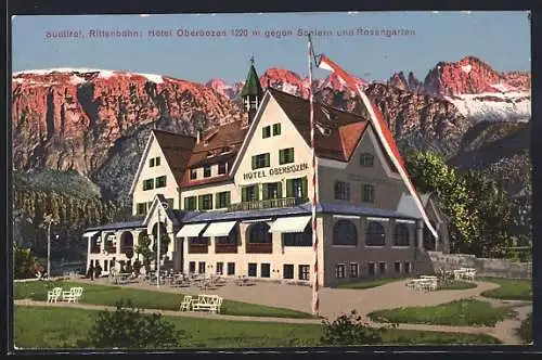 AK Bozen /Tirol, Hotel Oberbozen gegen Schlern und Rosengarten