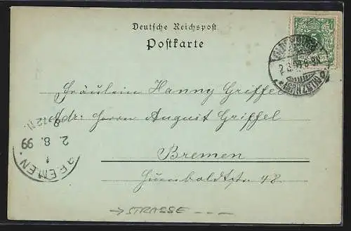Mondschein-AK Oldenburg / O., Innerer Damm mit Geschäften und Passanten