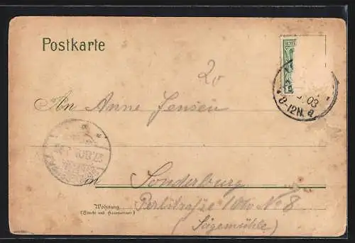 Lithographie Lockstedter Lager, Hauptwache, Offizierskasino, Waldersee-Stein, Totalansicht