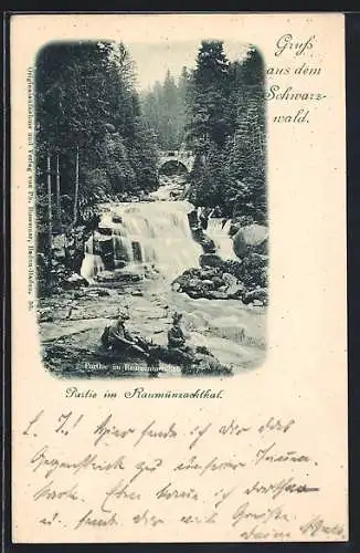 AK Raumünzach /Schwarzwald, Kleiner Wasserfall an der Brücke