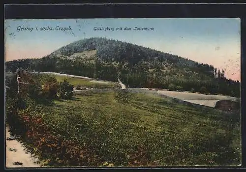 AK Geising i. sächs. Erzgeb., Geisingberg mit dem Luisenturm