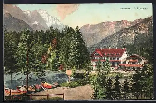 AK Grainau, Badersee mit Zugspitze