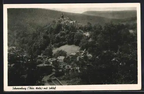 AK Schwarzburg /Thür. Wald, Ortsansicht mit Schloss