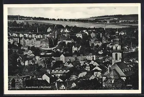 AK Auerbach i. Vogtland, Ortsansicht mit der Kirche