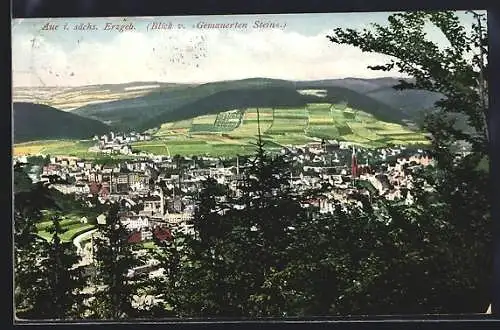 AK Aue / Erzgebirge, Ortsansicht vom Gemauerten Stein