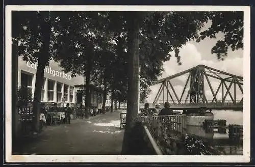 AK Rendsburg, Café Conventgarten mit Brücke