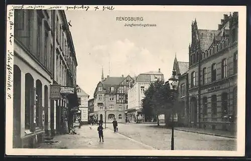 AK Rendsburg, Blick in die Jungfernstiefstrasse