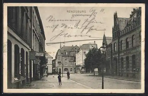 AK Rendsburg, Blick in die Jungfernstiegstrasse