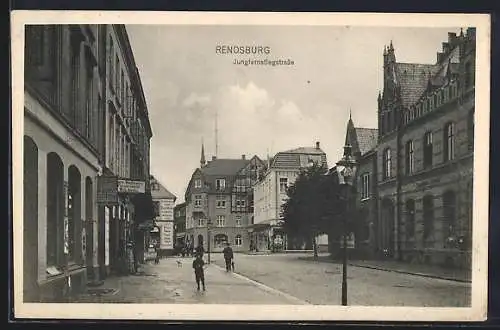 AK Rendsburg, Blick in die Jungfernstiegstrasse