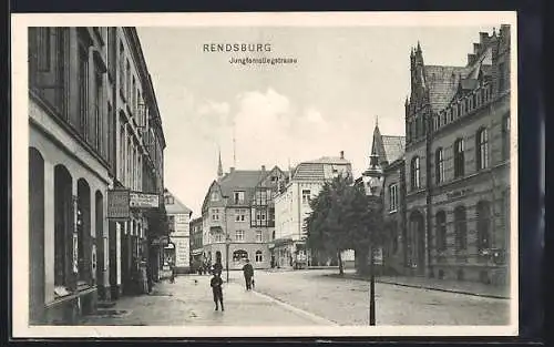 AK Rendsburg, Blick in die Jungfernstiegstrasse