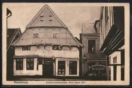 AK Rendsburg, Altes Haus in der Schleifmühlenstrasse