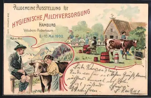 Lithographie Hamburg, Allgemeine Ausstellung für Hygienische Milchversorgung 1903, Velodrom-Rotherbaum