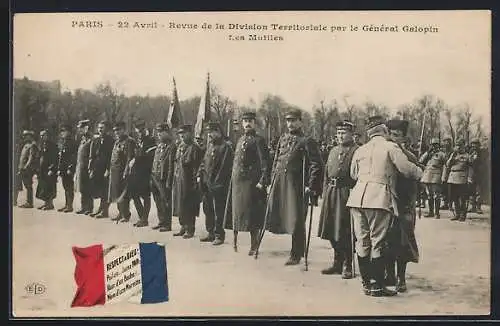 AK Paris, Revue de la Division Territoriale par le Général Galopin, Les Mutiles