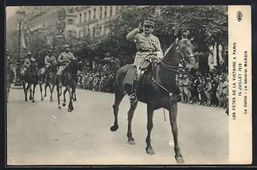 AK Paris, les Fêtes de la Victoire 1919, le Général Mangin