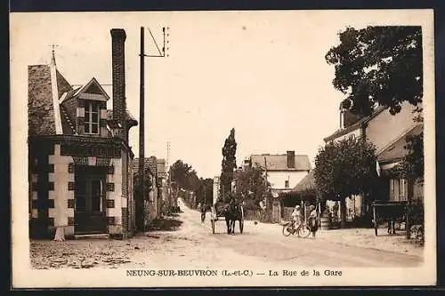 AK Neung-sur-Beuvron, La Rue de la Gare