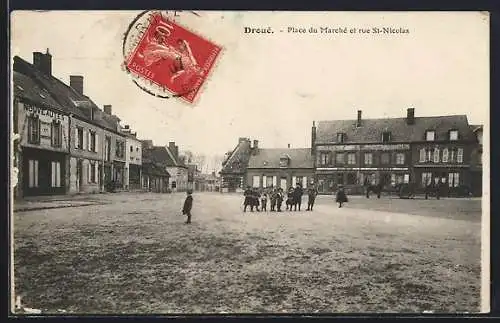 AK Droué, Place du Marché et rue St-Nicolas