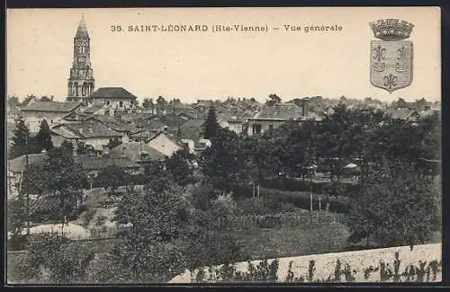 AK Saint-Léonard, Vue générale et clocher dominant le paysage