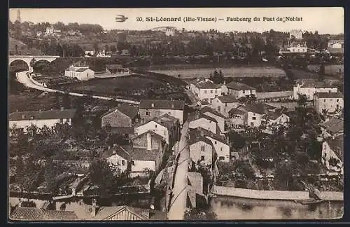 AK Saint-Léonard, Faubourg du Pont de Noblat et paysage environnant