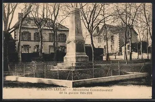 AK St-Sornin-Leulac, Monument Commémoratif de la guerre 1914-1918