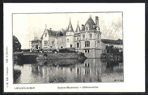 AK Saint-Mathieu, Châteaurocher reflété dans l`eau paisible