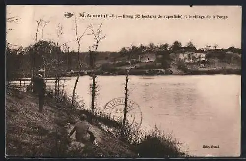 AK Saint-Auvent, Étang (32 hectares de superficie) et le village de la Pouge