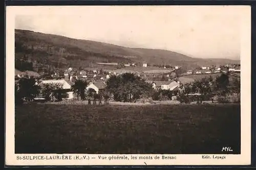 AK St-Sulpice-Laurière, Vue générale, les monts de Bersac