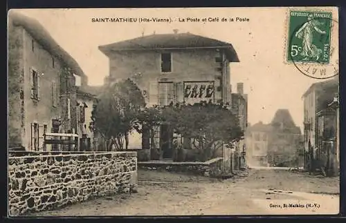 AK Saint-Mathieu, La Poste et Café de la Poste