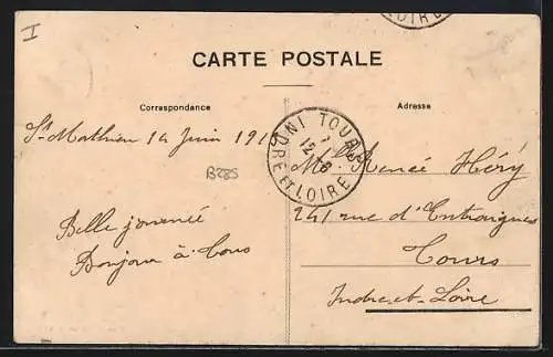 AK Saint-Mathieu, La Poste et Café de la Poste
