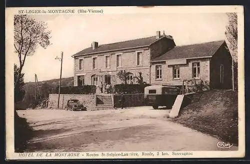 AK Saint-Léger-la-Montagne, Hôtel de la Montagne et route environnante