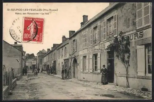 AK St-Sulpice-les-Feuilles, Hôtel des Voyageurs, La rue