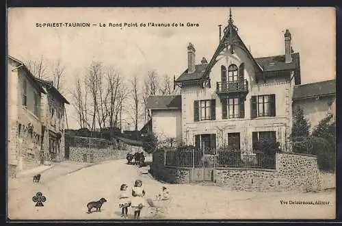 AK Saint-Priest-Taurion, Le Rond Point de l`Avenue de la Gare