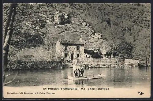 AK Saint-Priest-Taurion, Chez Rabetaud au bord de la rivière