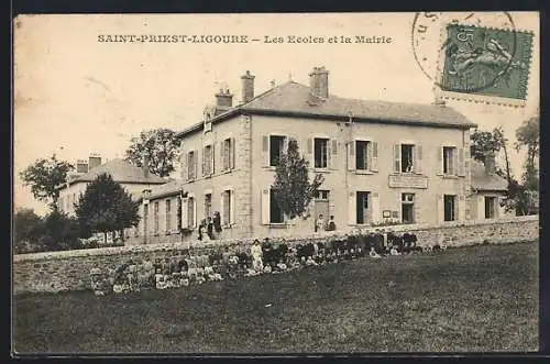 AK Saint-Priest-Ligoure, Les Écoles et la Mairie