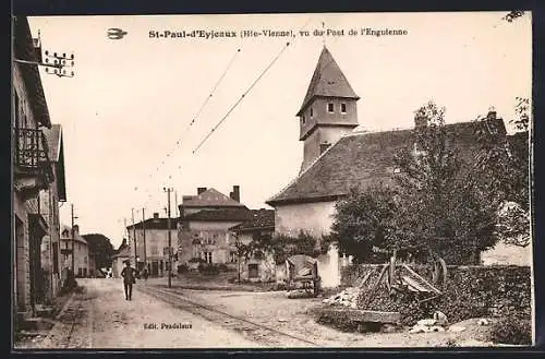 AK Saint-Paul-d`Eyjeaux, vue du Pont de l`Enguienne et clocher de l`église