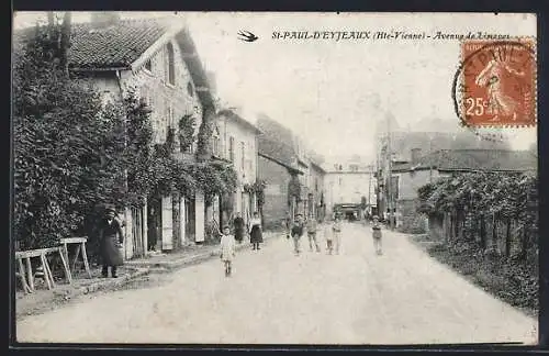 AK Saint-Paul-d`Eyjeaux, Avenue de la Bourse animée par des enfants et passants