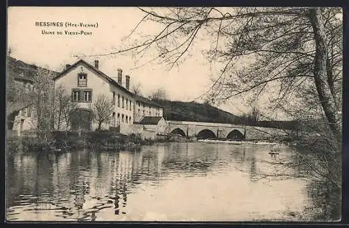 AK Bessines, Usine du Vieux-Pont et vue sur la rivière