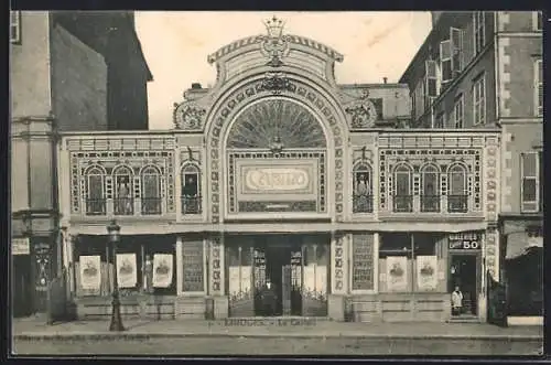 AK Limoges, Le Casino avec facade ornée et affiches publicitaires