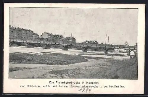 AK München, Fraunhoferbrücke bei Hochwasser