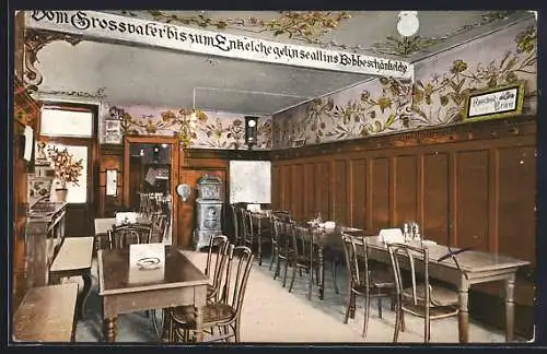 AK Wiesbaden, Gasthaus Bobbeschänkelche, Roderstrasse 39, Bes. Fr. Rauch, Innenansicht