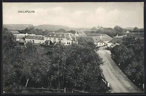 AK Sallapulka, Ortsansicht mit Strasse aus der Vogelschau